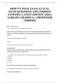 BIOD 171 FINAL EXAM ACTUAL EXAM QUESTIONS AND VERIFIED ANSWERS | LATEST EDITION (2024) | ALREADY GRADED A+ | PROFESSOR VERIFIED