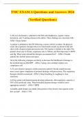 TMC EXAM A Questions and Answers 2024 (Verified Questions)