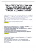 DOULA CERTIFICATION EXAM 2024 ACTUAL EXAM QUESTIONS AND ANSWERS (VERIFIED ANSWERS) | GRADED A+ | LATEST VERSION