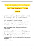 CRRN - Certified Rehabilitation Registered Nurse Exam Study Review (Verified Answers)