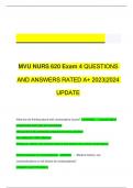 MVU NURS 620 Exam 4 QUESTIONS  AND ANSWERS RATED A+ 2023|2024  UPDATE