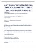 GOVT 2305 EASTFIELD COLLEGE FINAL  EXAM WITH VERIFIED 100% CORRECT  ANSWERS | ALREADY GRADED A+