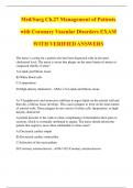 Med/Surg Ch.27 Management of Patients with Coronary Vascular Disorders EXAM WITH VERIFIED ANSWERS