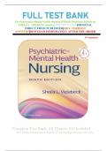 FULL TEST BANK For Psychiatric-Mental Health Nursing 9thNorth American Edition by SHEILA L. VIDEBECK (Author) Question And Answers .