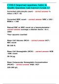 CSMLS Important equations, Safety & Quality Questions And Answers Grade A+