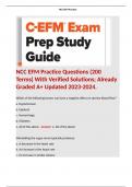 NCC EFM Practice Questions (200 Terms) With Verified Solutions; Already Graded A+ Updated 2023-2024.  