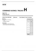 AQA GCSE COMBINED SCIENCE: TRILOGY 8464/B/2H Biology Paper 2H Mark scheme June 2023 Version: 1.0 Final 