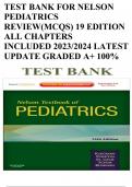 TEST BANK FOR NELSON PEDIATRICS