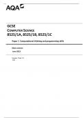 AQA GCSE COMPUTER SCIENCE 8525/1A, 8525/1B, 8525/1C Paper 1 Computational thinking and programming skills Mark scheme June 2023 Version: Final 1.0 