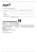 AQA GCSE MATHEMATICS H Higher Tier Paper 1 Non-Calculator 8300-1H-QP-Mathematics-G-19May23