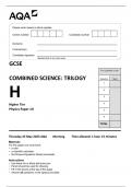 AQA GCSE COMBINED SCIENCE: TRILOGY H Higher Tier Physics Paper 1H 8464-P-1H-QP-CombinedScienceTrilogy-G-25May23