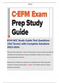 EFM NCC Study Guide Test Questions (102 Terms) with Complete Solutions 2023-2024. 