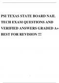 PSI TEXAS STATE BOARD NAIL TECH EXAM QUESTIONS AND VERIFIED ANSWERS