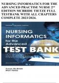 NURSING INFORMATICS FOR THE ADVANCED PRACTISE NURSE 2nd EDITION MCBRIDE TIETZE FULL TESTBANK