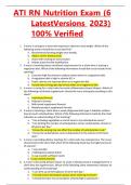 ATI RN Nutrition Exam (6 LatestVersions  2023) 100% Verified