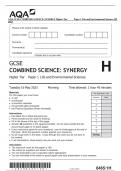 AQA GCSE COMBINED SCIENCE: SYNERGY Higher Tier Paper 1 Life and Environmental Sciences QP 2023