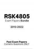 RSK4805 - Exam Questions PACK 2013-2023 ALL IN ONE PACK(CONTAINS QUESTIONS ONLY) BEST REVISION GUIDE 