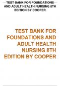 Adult Health Nursing 8th Cooper Test Bank