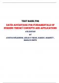  Davis Advantage for Fundamentals of Nursing Theory Concepts and Applications 4th Edition Test Bank By Judith M Wilkinson, Leslie S Treas, Karen L Barnett , Mable H Smith |Chapter 1 – 46, Latest-2023/2024|