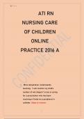 ATI RN NURSING CARE OF CHILDREN ONLINE PRACTICE 2016 A