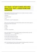 ATI TEAS 7 STUDY GUIDE 2022-2023 PRACTICE TEST 2 QUESTIONS AND ANSWERS