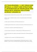 ATI TEAS-READING 1.) KEY IDEAS AND DETAILS, 2.) CRAFT AND STRUCTURE, 3.) INTEGRATION WITH VERIFIED SOLUTIONS ALREADY GRADED A+