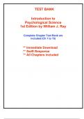 Test Bank for Introduction to Psychological Science, 1st Edition Ray (All Chapters included)