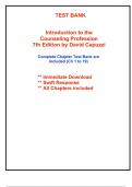 Test Bank for Introduction to the Counseling Profession, 7th Edition Capuzzi (All Chapters included)