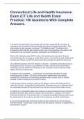 Connecticut Life and Health Insurance Exam (CT Life and Health Exam Practice) 150 Questions With Complete Answers.