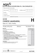 AQA GCSE CHINESE (MANDARIN) Higher Tier Paper 3 Reading QP and MS 2023