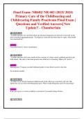 Final Exam: NR602/ NR 602 (2023/ 2024) Primary Care of the Childbearing and  Childrearing Family Practicum Final Exam | Questions and Verified Answers| New  Update!! - Chamberlain 