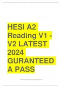 HESI A2 Reading V1 -V2 LATEST 2024 GURANTEED A PASS 