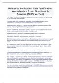 Nebraska Medication Aide Certification Worksheets – Exam Questions & Answers (100% Verified)