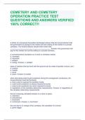 CEMETERY AND CEMETERY OPERATION PRACTICE TEST QUESTIONS AND ANSWERS VERIFIED 100% CORRECT!!