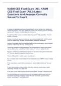 NASM CES Final Exam (All), NASM CES Final Exam (All 2) Latest Questions And Answers Correctly Solved To Pass!!