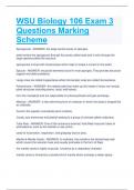 WSU Biology 106 Exam 3 Questions Marking  Scheme