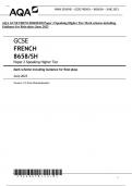 AQA GCSE FRENCH8658/SH Paper 2 Speaking Higher Tier Mark scheme including Guidance for Role-plays June 2023