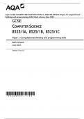 AQA GCSE COMPUTER SCIENCE 8525/1A, 8525/1B, 8525/1C Paper 1 Computational thinking and programming skills Mark scheme June 2023