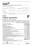 AQA GCSE CHINESE (MANDARIN) Foundation Tier Paper 1 Listening QP 2023