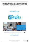 Exam NRNP 6645 Final Exam (Latest-2023/2024, 100 Q & A) / NRNP6645 Final Exam: Walden University | 100% Verified Q & A | written by NURSING2EXAM www.stuvia.com Downloaded by: NURSING2EXAM  manom265@gmail.com Want to earn $1.236  extra per year?  Distrbuto