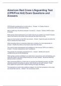 American Red Cross Lifeguarding Test (CPRFirst Aid) Exam Questions and Answers