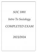 SOC 1001 INTRO TO SOCIOLOGY COMPLETED EXAM 20232024