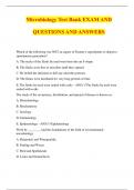 Microbiology Test Bank EXAM AND QUESTIONS AND ANSWERS