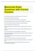 Manicurist Exam Questions with Correct Answers 