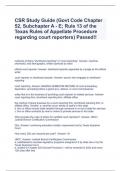 CSR Study Guide (Govt Code Chapter 52, Subchapter A - E; Rule 13 of the Texas Rules of Appellate Procedure regarding court reporters) Passed!!