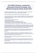 Exit HESI (Testing, Leadership, Advanced Clinical Concepts, and Medical-Surgical) Study Guide 2024