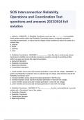 SOS Interconnection Reliability Operations and Coordination Test questions and answers 2023/2024 full solution