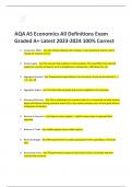 AQA AS Economics All Definitions Exam Graded A+ Latest 2023-2024 100% Correct