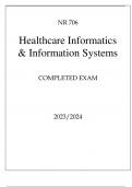 NR 706 HEALTHCARE INFORMATICS & INFORMATION SYSTEMS COMPLETED EXAM