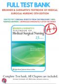 Brunner & Suddarth’s Textbook of Medical Surgical Nursing 13th Edition by Hinkle Cheever Test Bank